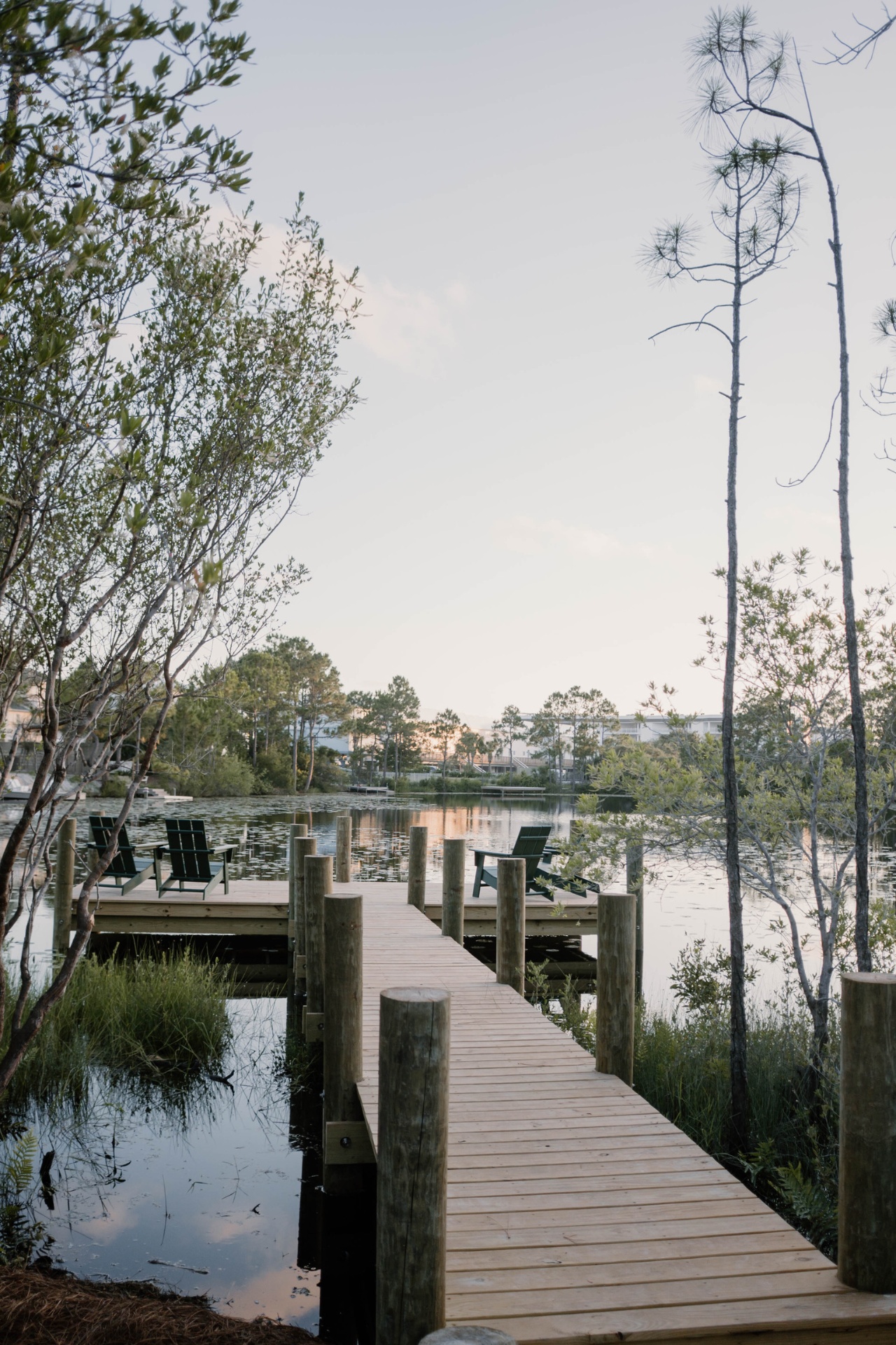 Wooden dock leading to the lake