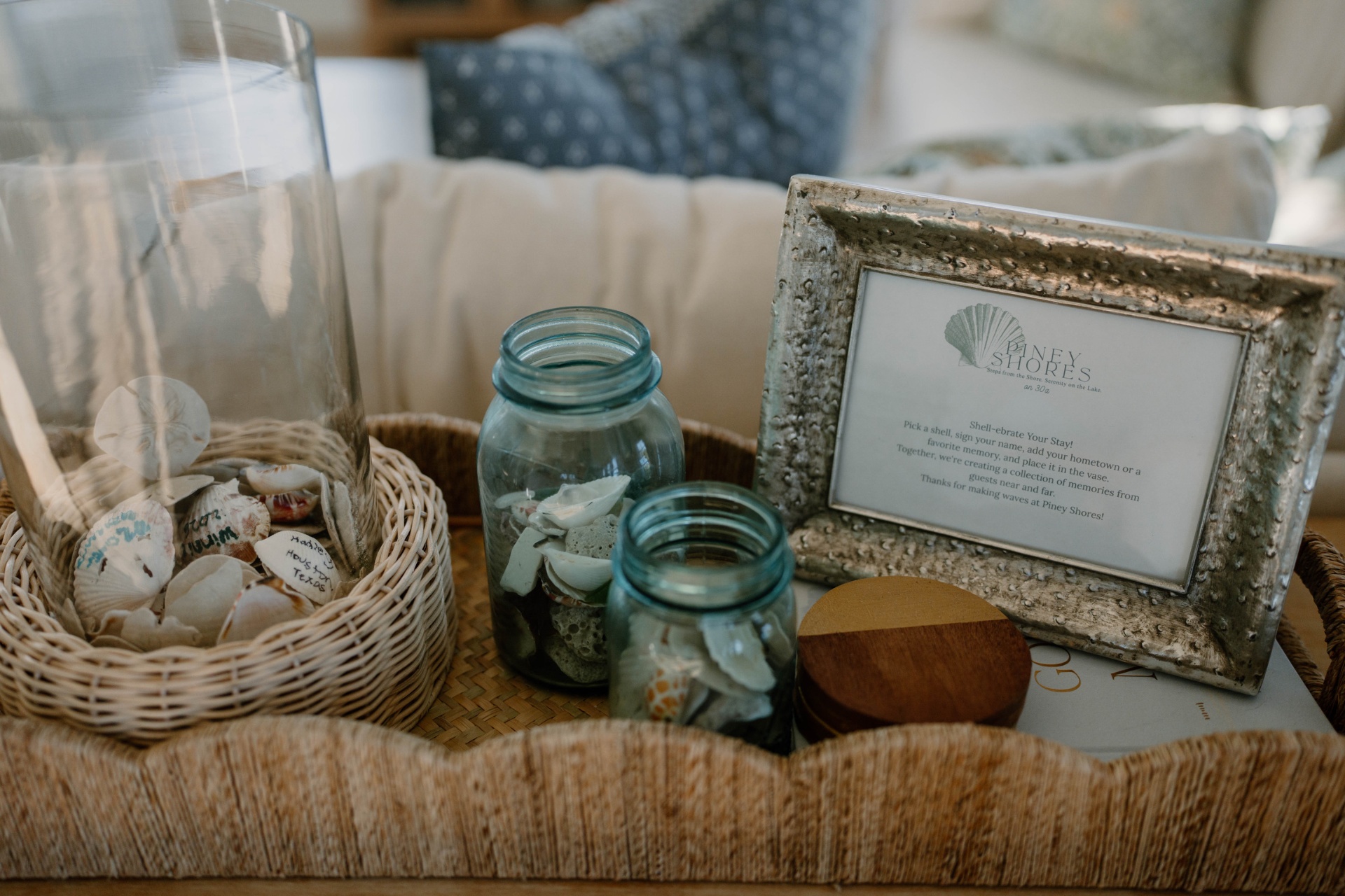 Piney Shores shell keepsake tray with guestbook